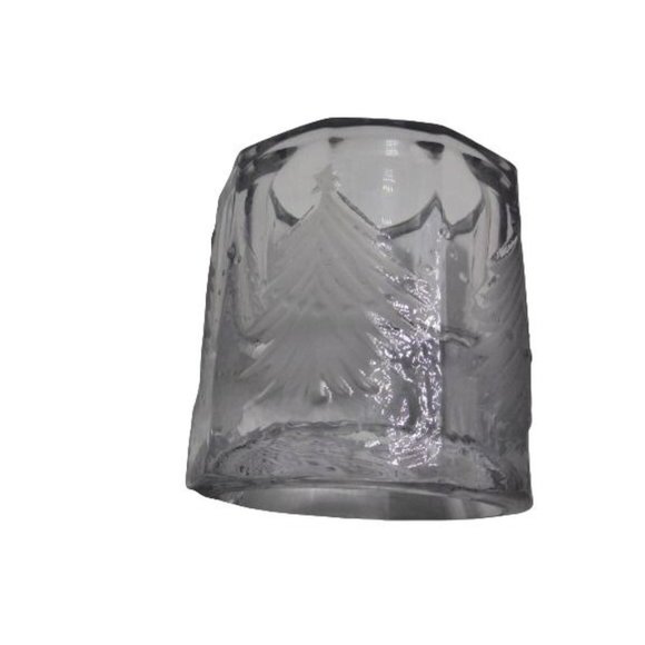 Votive Candle Holder Frosted Christmas Tree Thick glass Tealight 3 Inch Etched - Picture 3 of 8